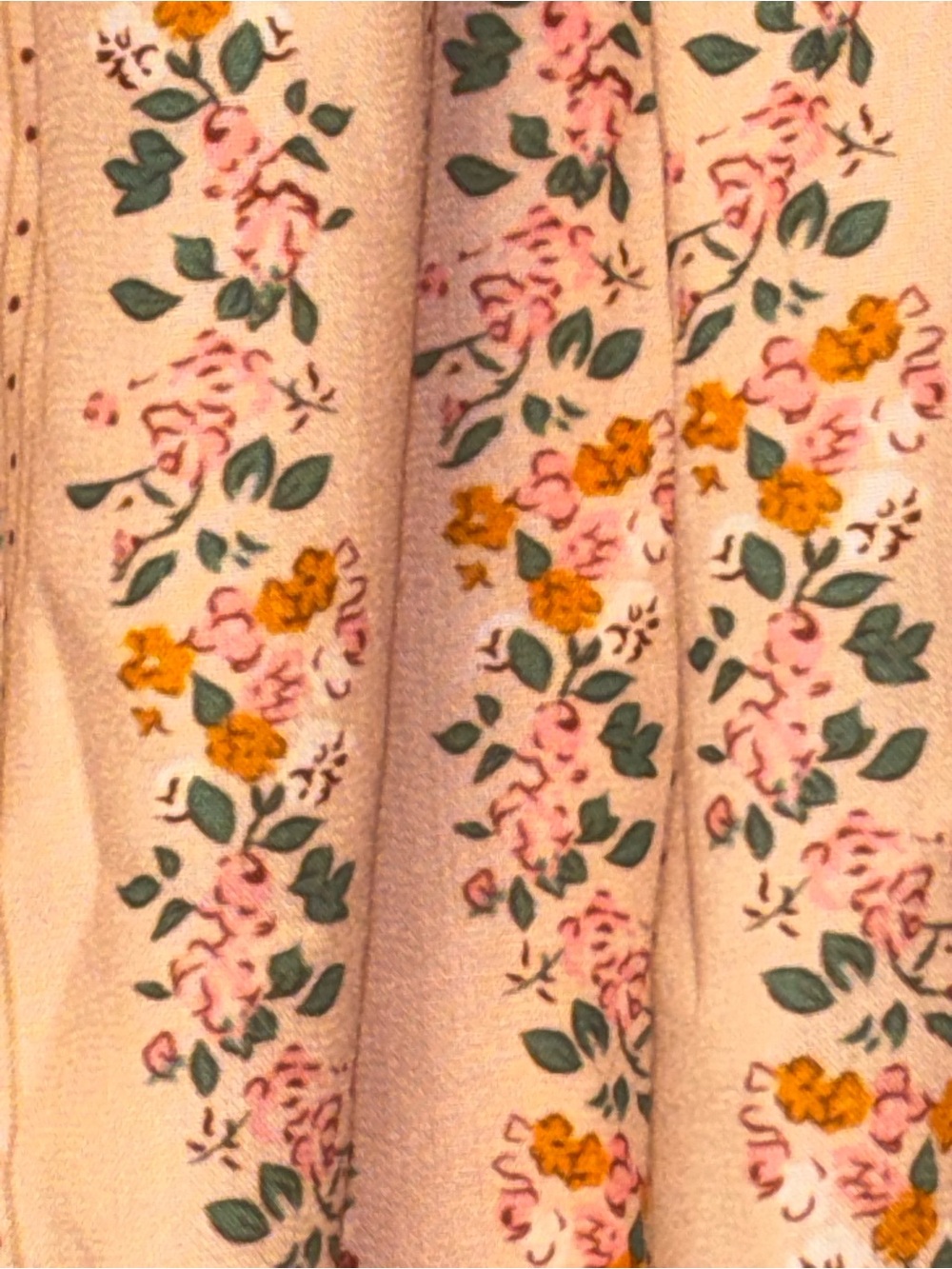 Peach Floral Long-Sleeve Peasant Dress with Velvet Bow & Lace Trim - Picture 5 of 13